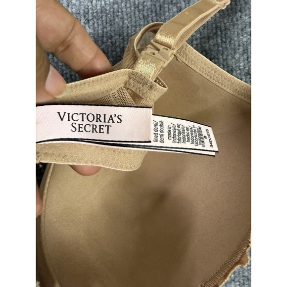 Victoria's Secret 34D Demi‎ Bra Nude Floral Lace Underwire Lined Beige - Picture 10 of 10
